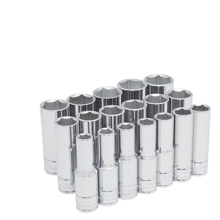 Urrea 1/2" drive 6-point deep socket set 18PC 54203